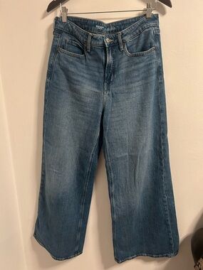 Women Old Navy Blue Denim Super Wide Leg Jeans Size 8 Extra High Rise